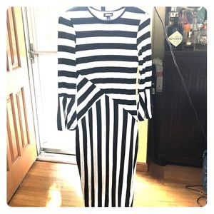 Project runway black and white stripped dress